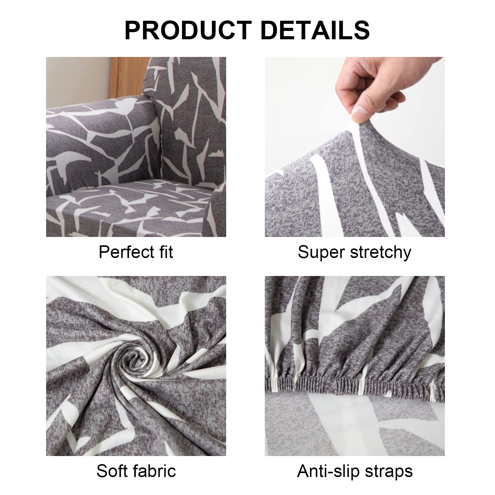 Jaotto Federe Confezione da 2 Federe Cuscini Divano Decorativi Fodere Quadrati Spandex 45x45cm Cuscino Copricuscini per Soggiorno Camera da Letto Casa(Linea Grigio,Set di 2)