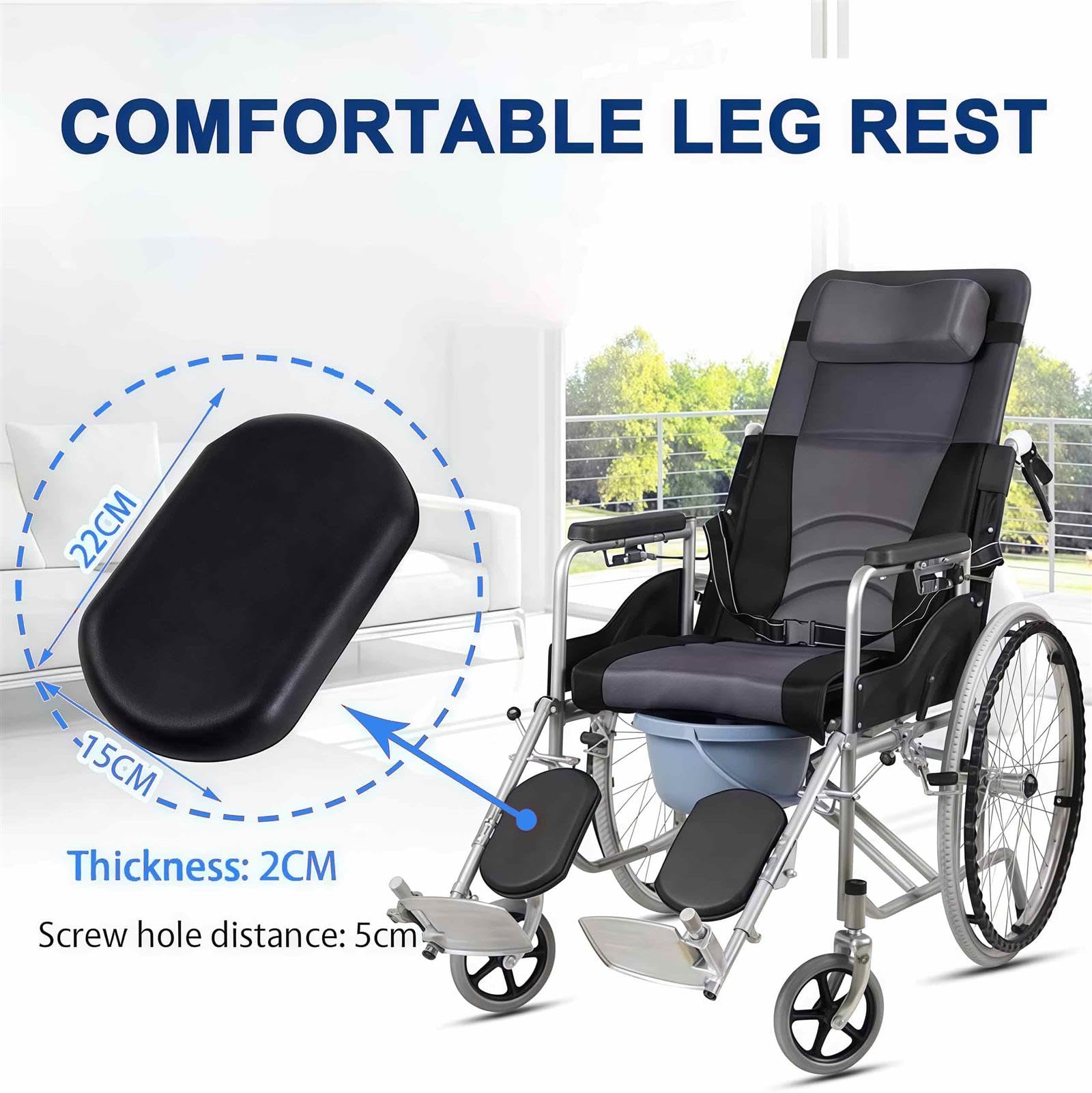 Reposapiés para silla de ruedas con reposapiés acolchado, ángulo ajustable de 90°-180°, fácil de limpiar, diseñado para la mayoría de sillas de ruedas estándar