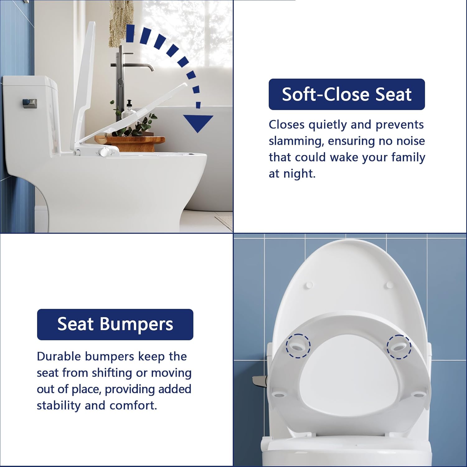 LavieCraft Non-Electric Bidet Toilet Seat with Self-Cleaning Dual Nozzles System, Adjustable Spray Pressure and Position, Quiet-Close Lid, Easy Installation Fits Elongated Toilets, White