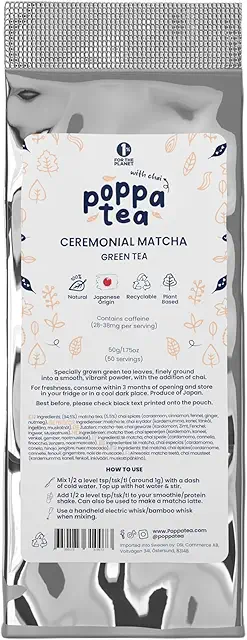 PoppaTea Matcha Green Tea Powder - Ceremonial Grade from Japan Refill Pouch