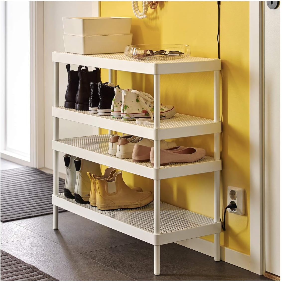 Opulence Trading Contemporary Stackable Shoe Rack White Amazon Co Uk Home Kitchen