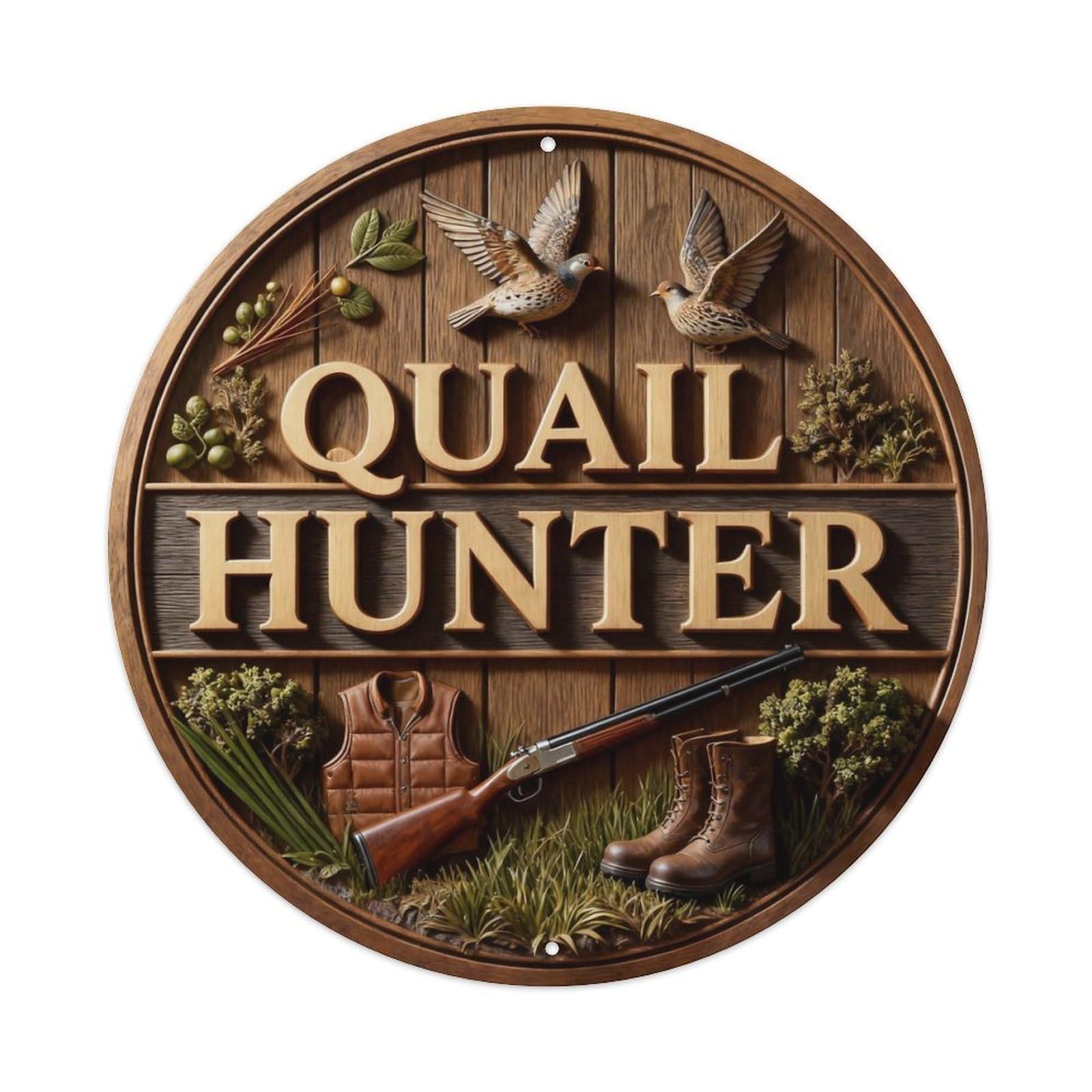 Quail Hunter Metal Tin Sign Plaque