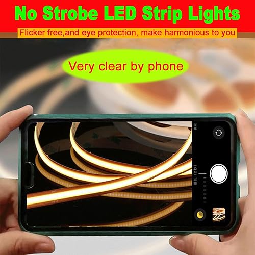 Miniatura 7 de COB - Tira de luces LED, DC12V 5m16.4ft regulable, superbrillante, 2000 LED, 40000 lm, tira de luces COB, cinta IP21 no impermeable, 0.4 in cortable