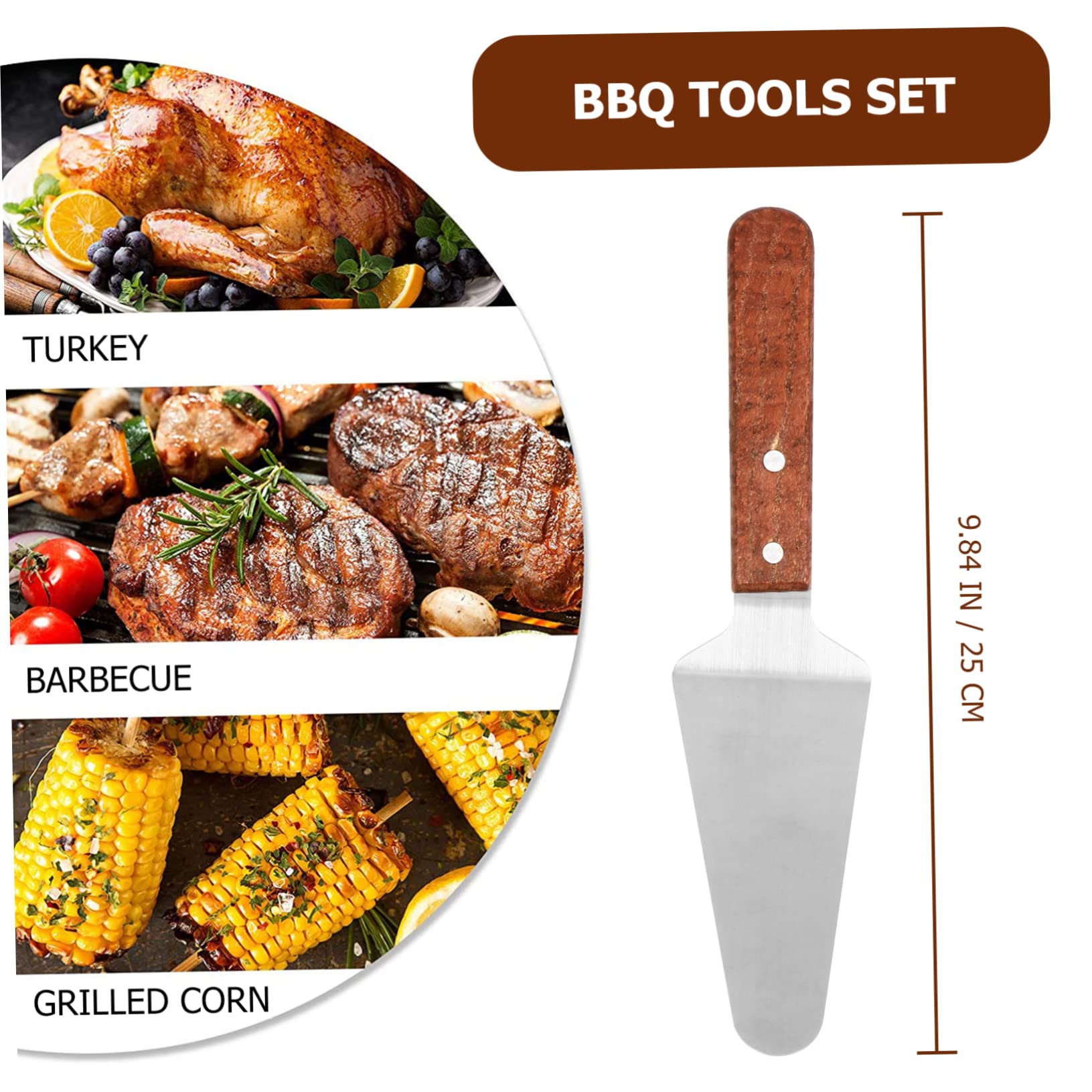 GALPADA Edelstahl-grillbesteck-Set mit Holzgriff Vielseitig Einsetzbares Kochzubehör für Grillabende mit Familie und Freunden
