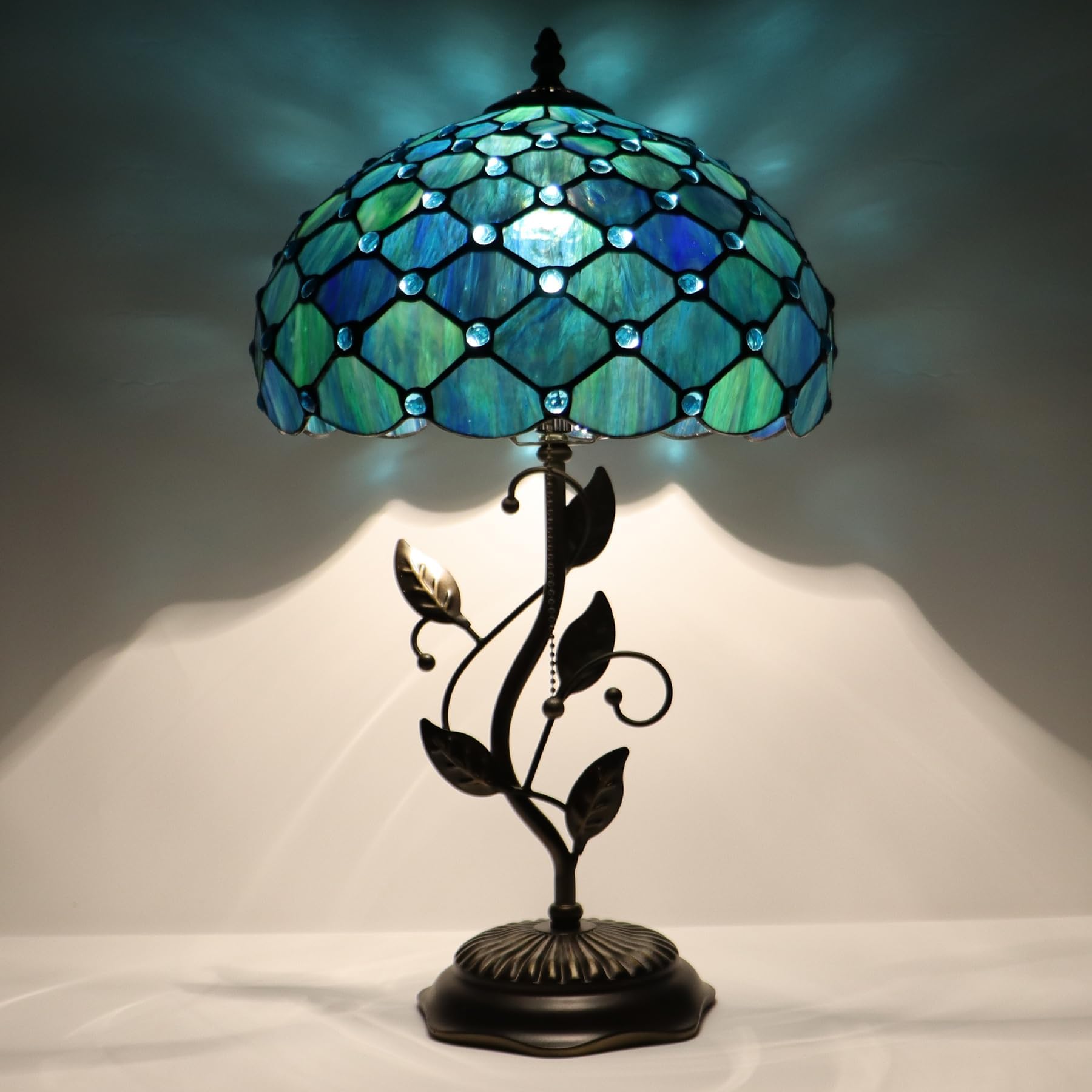 LXHCYOU Sea Blue Pearl Tiffany Table Lamp