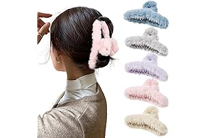 5PCS Pink Fluffy Hair Clips