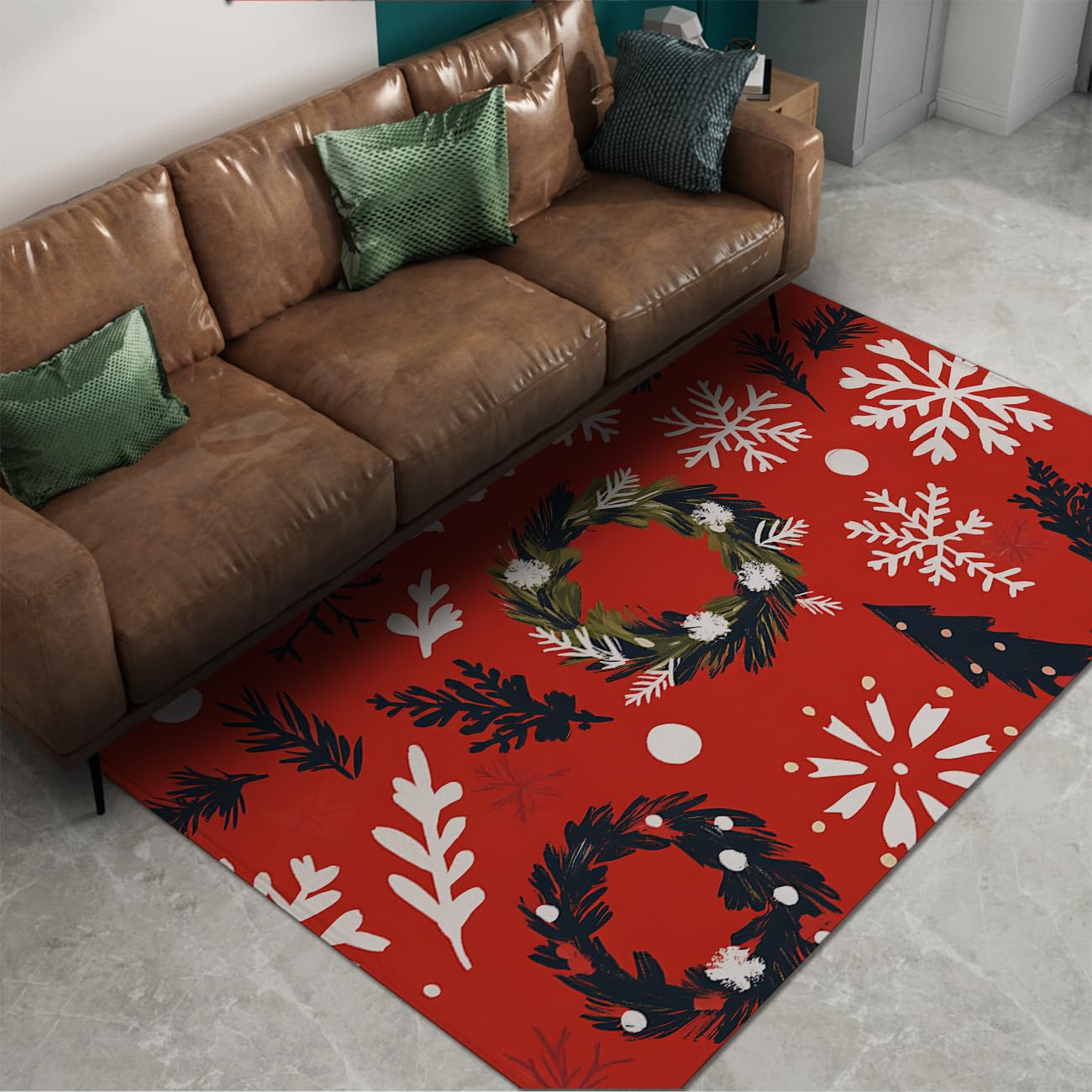 Tapis de salon de Noël rouge 90x150cm pour réchauffer la chambre