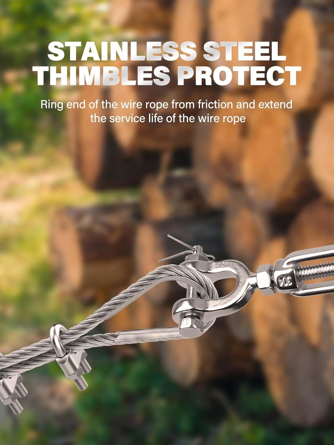 12Pcs 1/4" M6 Wire Rope Clamps 10 Pcs M6 Wire Rope Thimble, 304 Stainless Steel Cable Clamps Kit for 1/4 inch Steel Cable Thimbles Rigging - Image 5