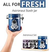 Vista 7 de Astronaut Stash - Tarro hermético a prueba de olores (16.9 fl oz, 1 onza), espacio separado para paquete de humedad, bonita caja de almacenamiento