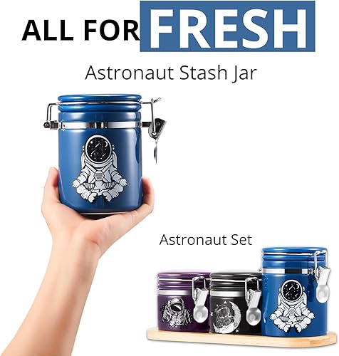 Miniatura 7 de Astronaut Stash - Tarro hermético a prueba de olores (16.9 fl oz, 1 onza), espacio separado para paquete de humedad, bonita caja de almacenamiento,