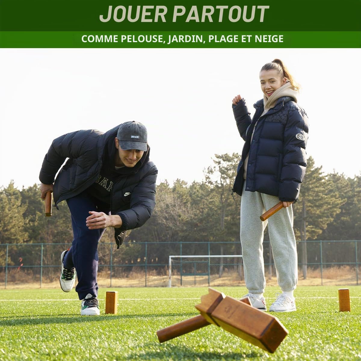 SunNordic Kubb Jeu d'échecs Viking - Jeu d'échecs suédois en bois d'hévéa de qualité supérieure - Avec sac de transport en toile et instructions de jeu - Robuste - Pour enfants et adultes