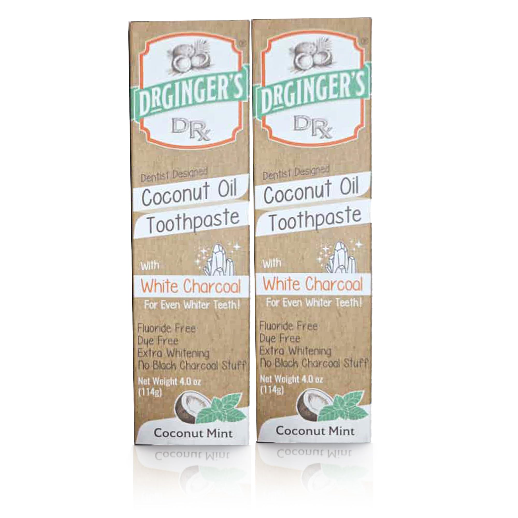 Dr. Ginger's Coconut Oil Toothpaste with White Activated Charcoal 2 pcs