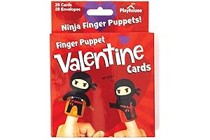 Playhouse Super Ninja Finger Puppets 28 Card Valentine Exchange Box for Kids