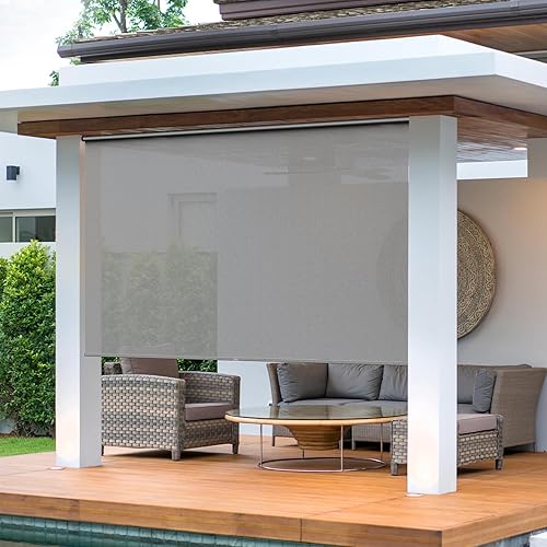 Miniatura 2 de Persianas enrollables para patio y exteriores (6 pies de ancho x 6 pies de alto), materiales mejorados, 95% de bloqueo UV, persianas de patio