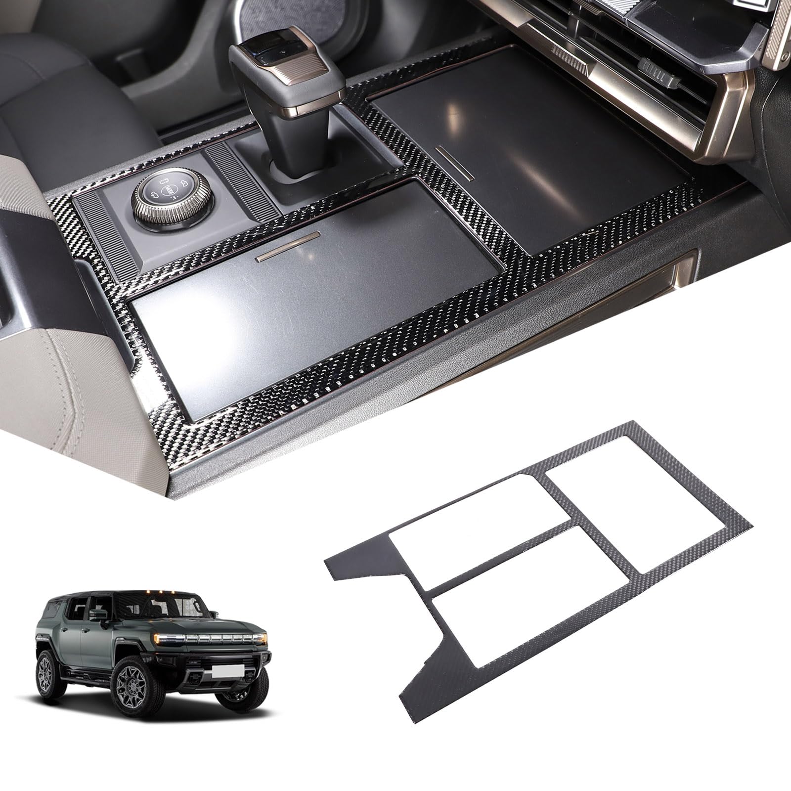 Soft Carbon Fiber Gear Shift Panel Cover Trim Compatible with Hummer EV 2022-2026 SUV/SUT Central Control Gear Shift Panel Trim Frame Protection Interior Accessories
