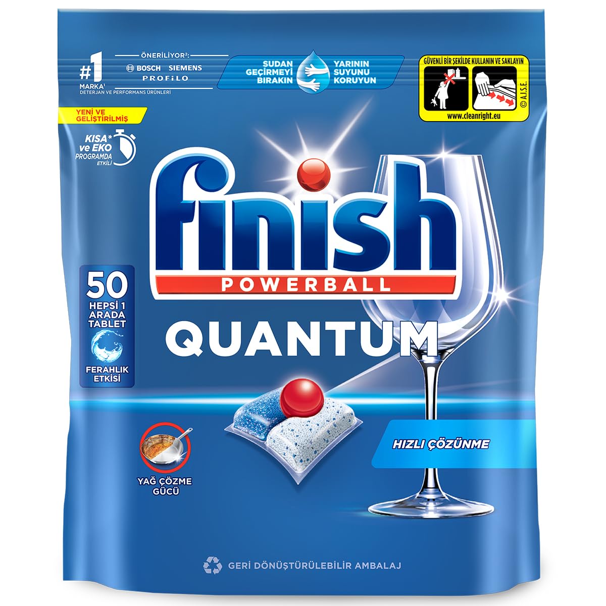 Finish Quantum 50 Kapsül Bulaşık Makinesi Deterjanı Tableti (1 x 50 Kapsül)