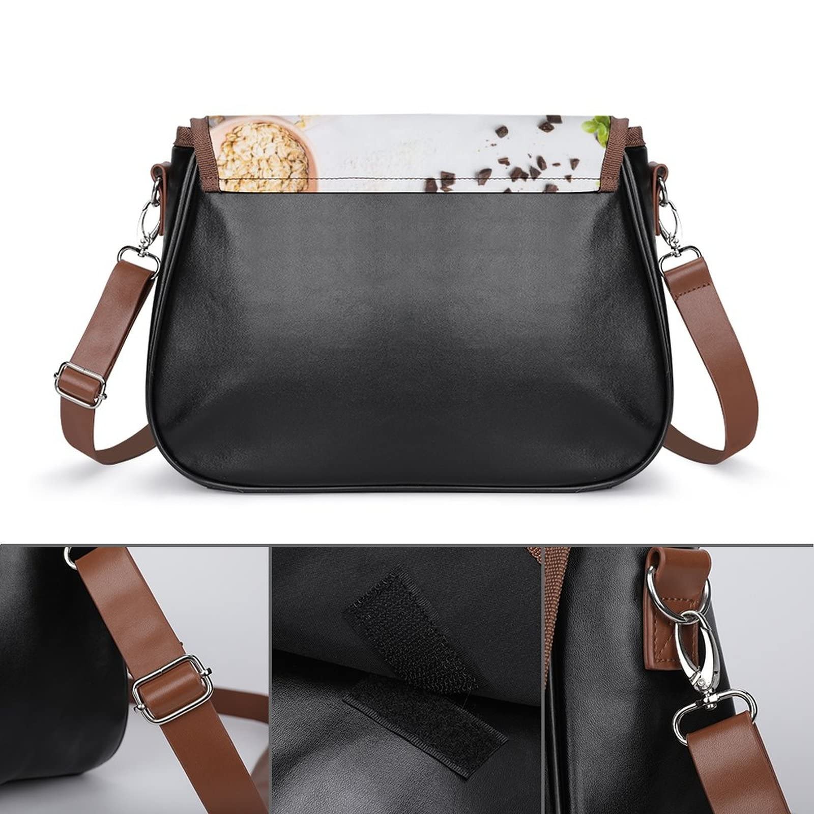 Bolso Bandolera Personalizado Bolsos de Hombro Estampado Flores Bolsos Cruzados Vintage para Mujer Carita de Fruta