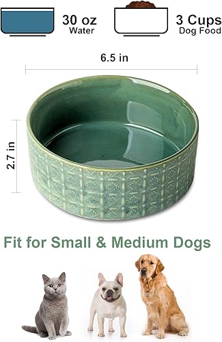 Miniatura 4 de Cuenco de cerámica para perros, 6.5 pulgadas, cuenco de comida para perros domésticos, cuencos para agua, plato para perros medianos y pequeños,
