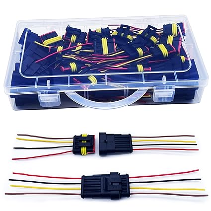 Twippo 20 Kits 4 Pin Connector Waterproof Wire Connectors 4 Pin Automotive Electrical Connectors Quick Disconnect Wire Connectors with Wire (Suitable for 22-18 AWG)