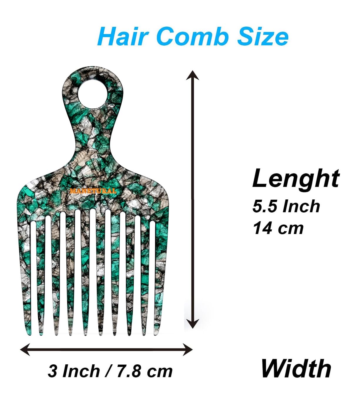 14mx pick comb for curly hair, Afro Pick| Elevates, Preserves Curl, Eliminates frizz