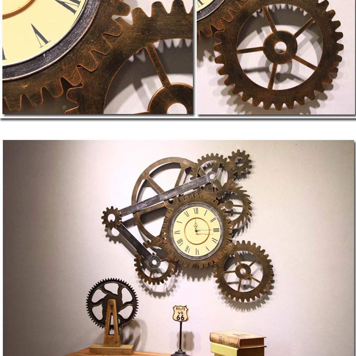 Reloj de Pared Estilo Industrial, Reloj con Engranaje Retro, silencioso Roma, Creativo for decoración Bar y cafetería