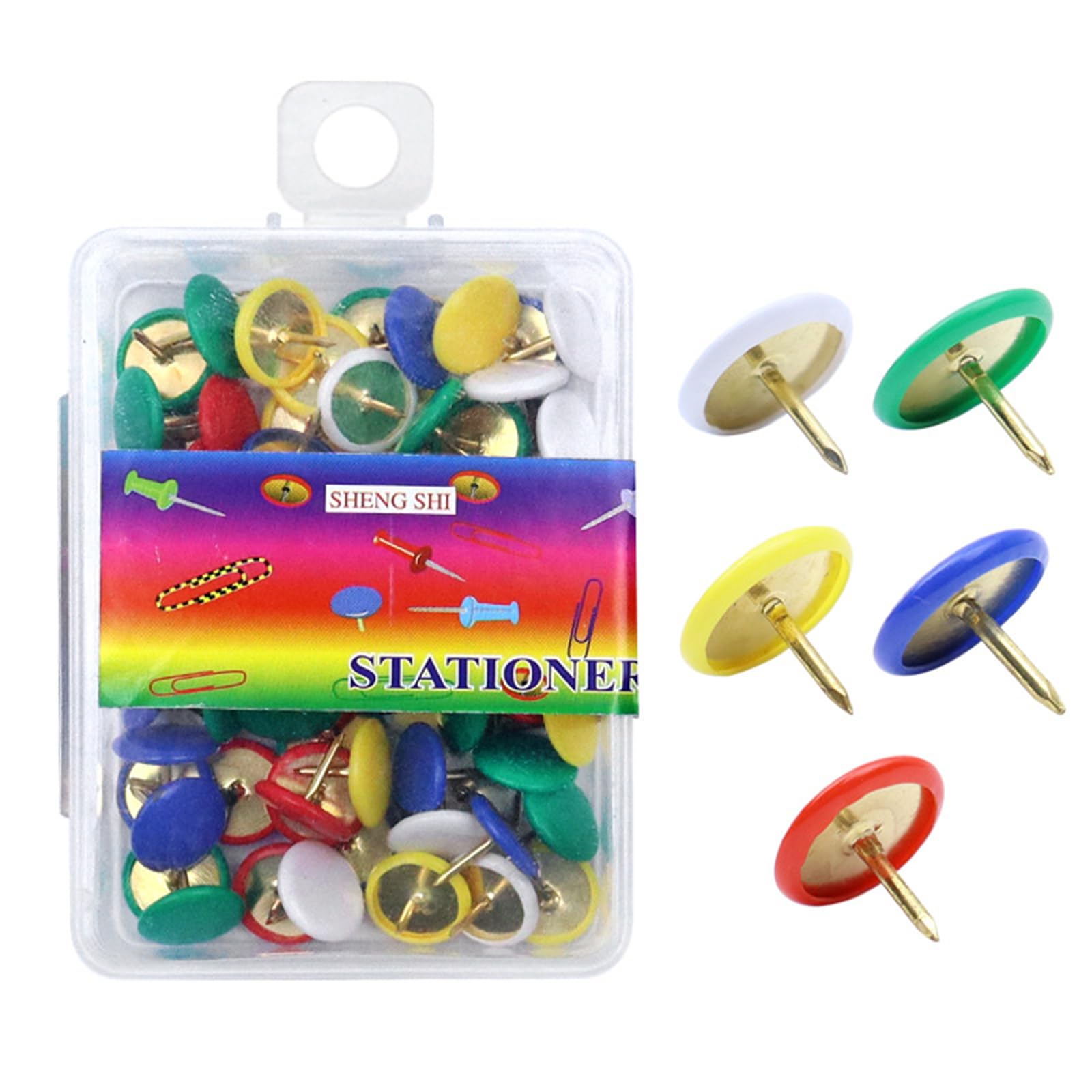 200Pcs Plated Push Pins Metal Thumbtacks Flat Head Cork Notice Board Thumb Tacks for Bulletin Board Metal