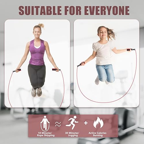 Miniatura 6 de Cuerda de saltar para mujeres y hombres, cuerda de saltar de algodón de longitud ajustable para adultos y niños, equipo de entrenamiento para