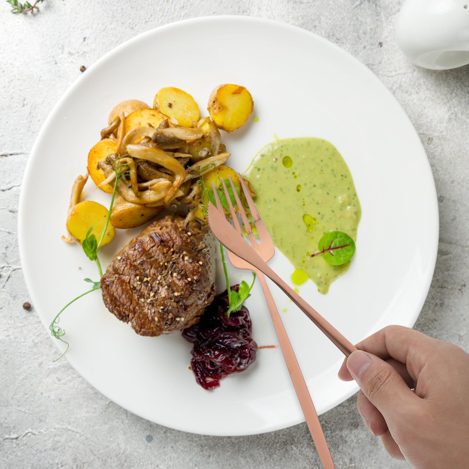 SEWACC D'ustensiles de Table et Service de Plats Occidentaux Ensemble de 30 Pièces en Acier Inoxydable Design Élégant, Facile à Nettoyer, pour Occasions Spéciales