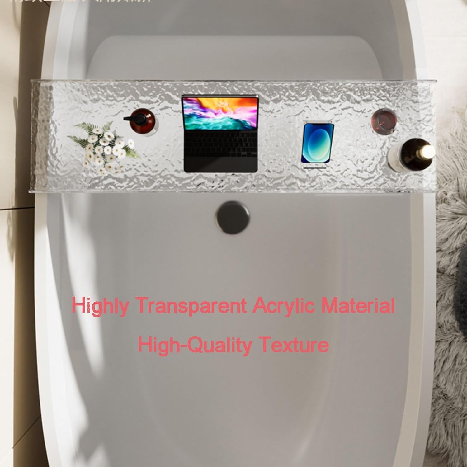 Bathtub Tray Table for Luxury Bath,Bathtub Accessories&Bathroom Organizer,Rack Fits Most Bathtubs and Bathroom Décor(90cm)