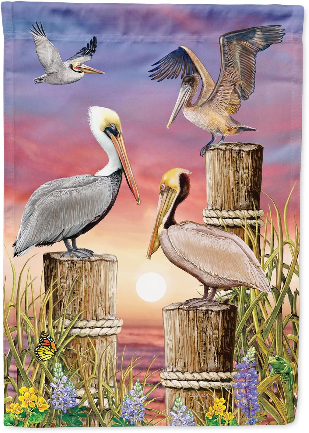 Caroline's Treasures PRS4007GF Pelicans Garden Flag Mailbox Flag Decorative Yard Flag Banner Outside Patio Artwork Yard Flower Beds, Garden Size, Multicolor