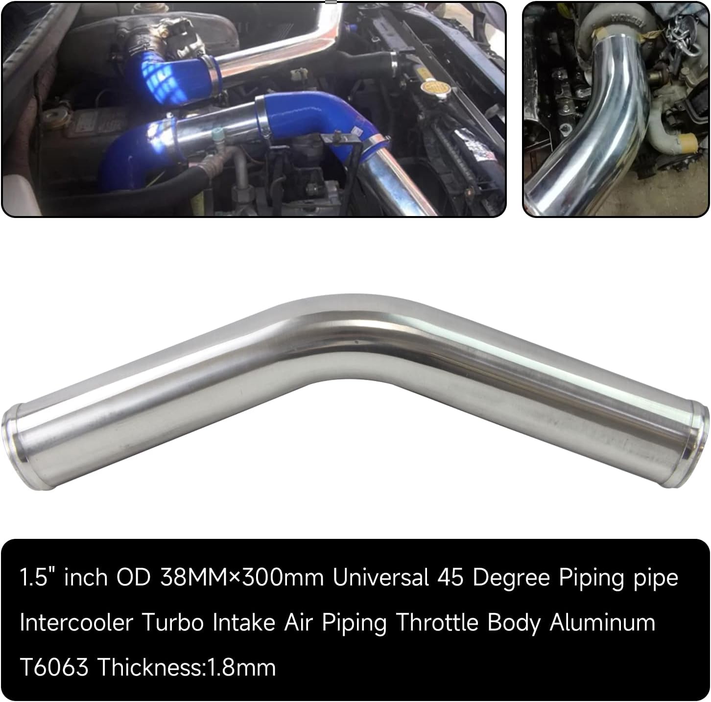 Universal 1.5" 45 Degree Aluminum Turbo Intercooler Pipe