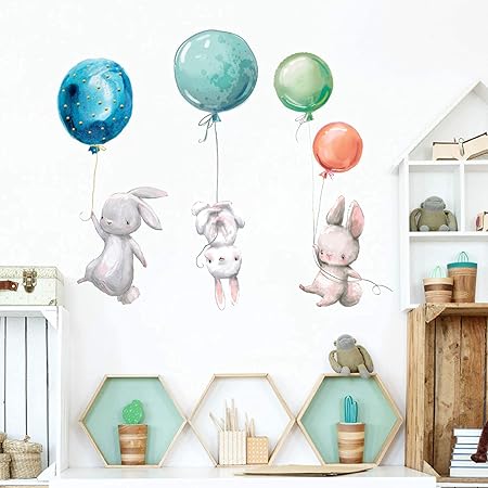 Amazon.com: Bunny Wall Stickers Rabbit Wall Decals Peel and Stick for ...