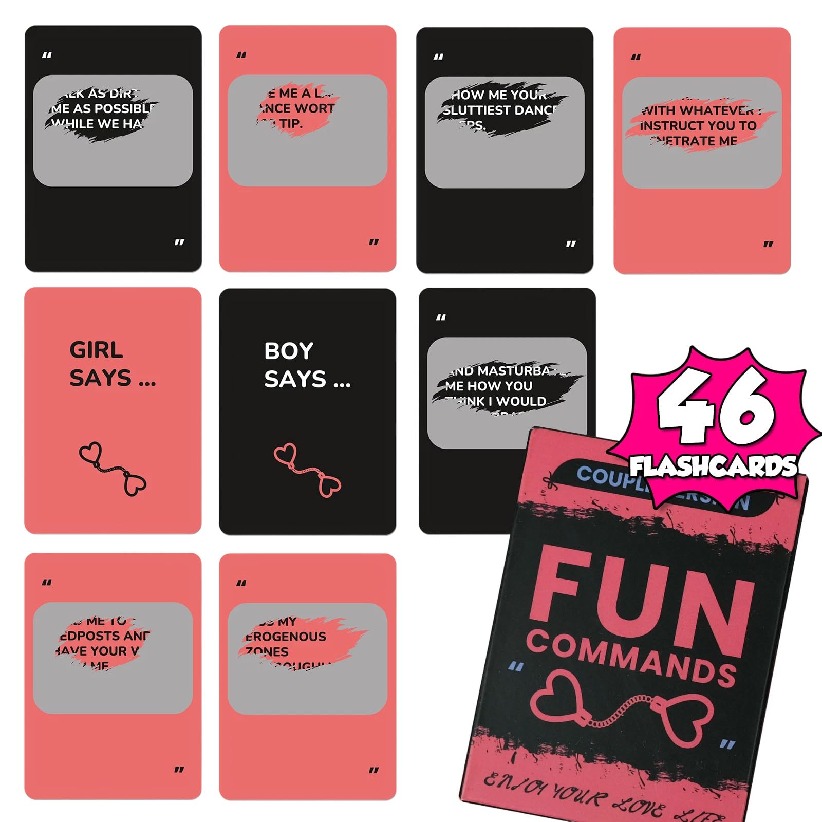 46PCS Sex Cards for Adults Couples, Naughty Scratch Cards for Boyfriend & Girlfriend, Sexy Card Games for Couples, Fun Command Adult Playing Cards for Valentines Day Birthday Date Night Idea