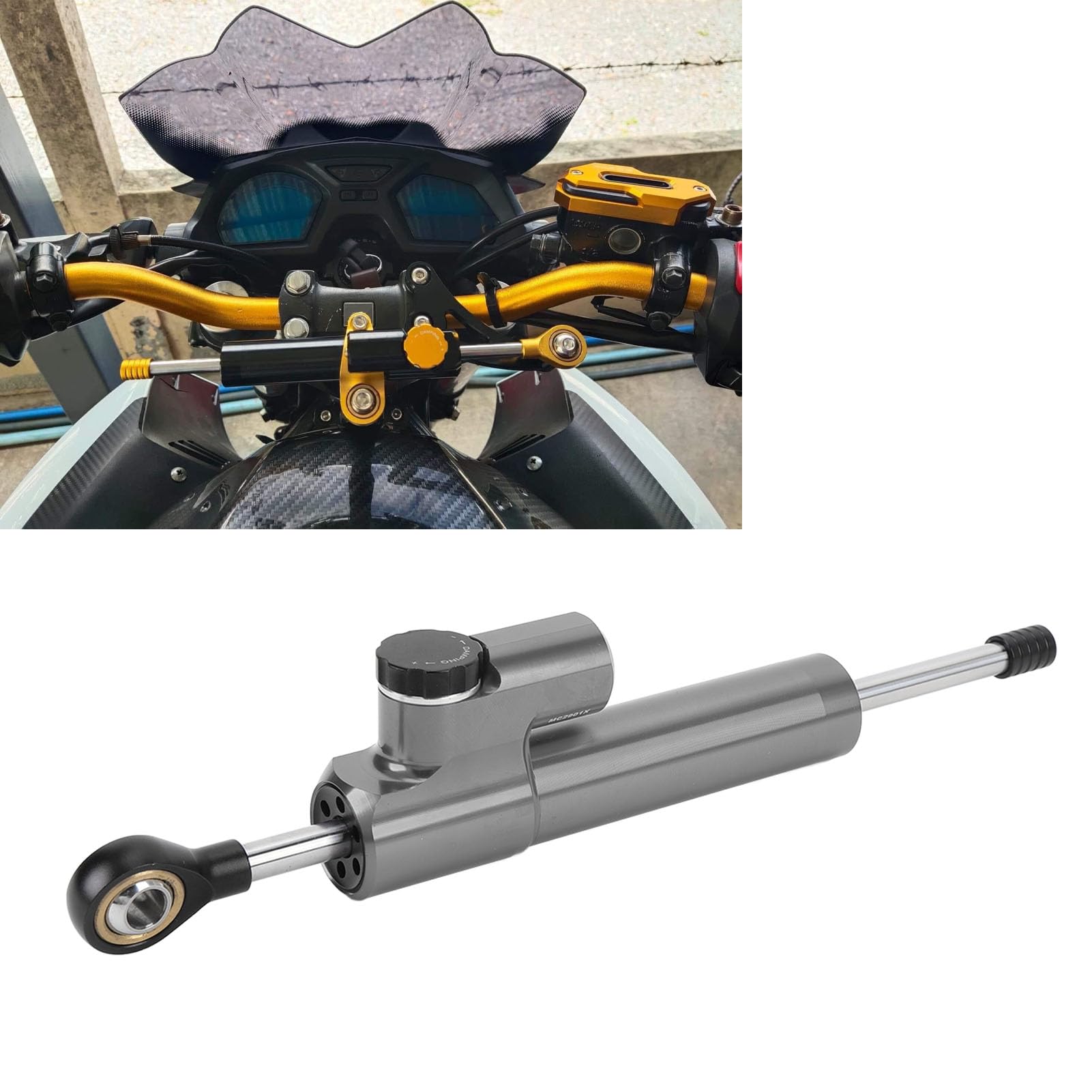 Motorcycle Emporter, uniwersalny stabilizator sterowania, regulowane uniwersalne dopasowanie stabilności kontrola stabilizatora stabilności dla większości motocykli dla (Kolor)