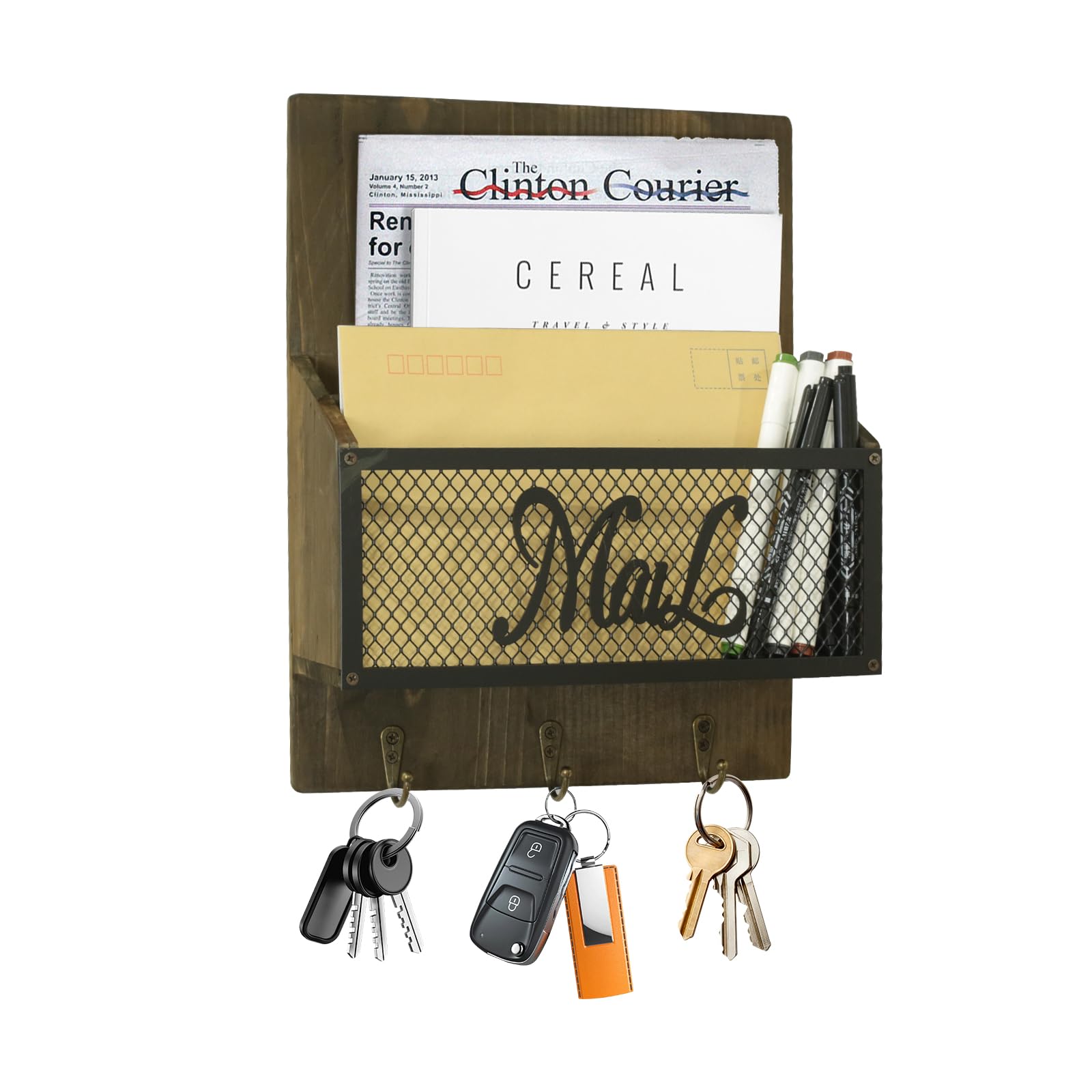Colgador Llaves Pared Madera Solución para Cartas y Llaves