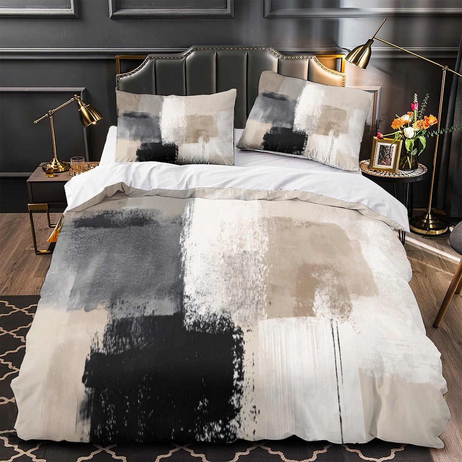 Parure de lit King 220x240cm avec housse de couette imprimé arbre abstrait 3D