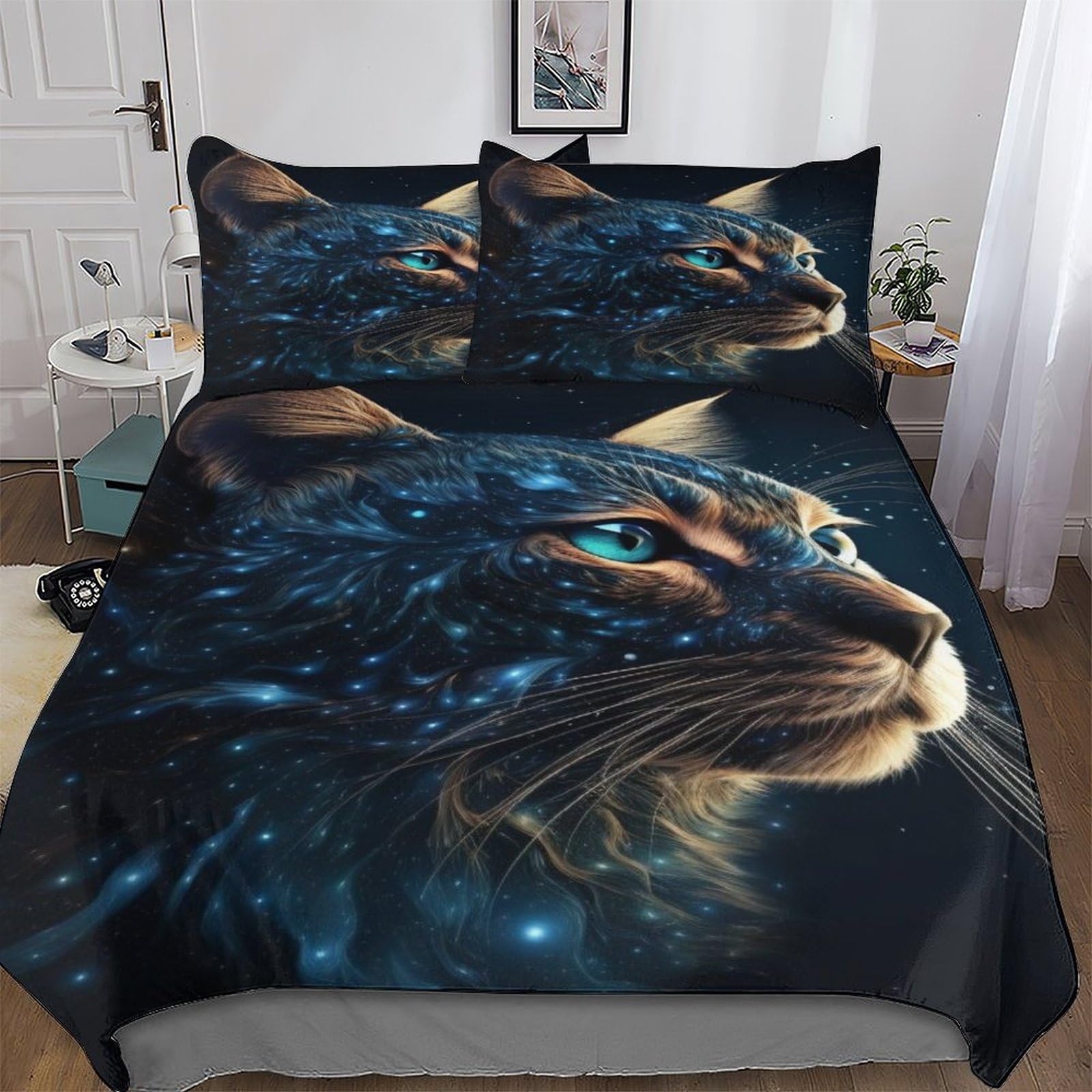 Housse de couette chat douce et anti-plis pour le lit double des ados exigeants 200x200