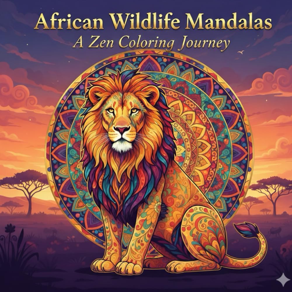 African Wildlife Mandalas: A Zen Coloring Journey