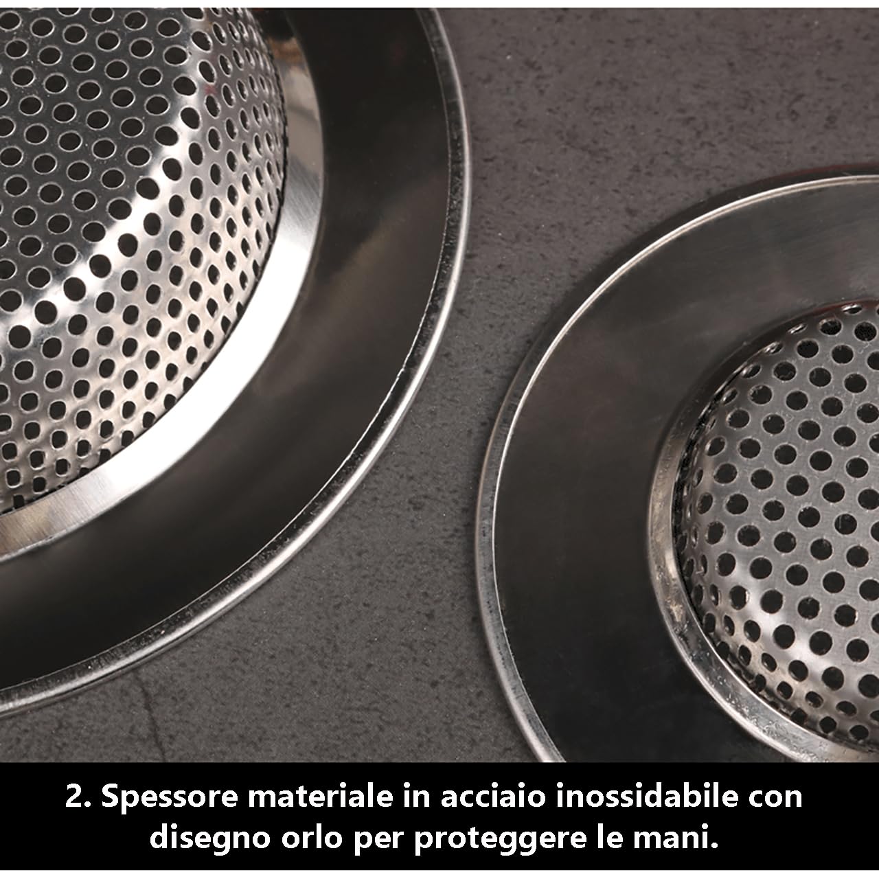 Filtro Lavello Acciaio Inox - 2 Pezzi | Diametro Esterno 7.5 Cm | Anti-Ostruzione E Anti-Odore | Per Cucina - Foto 5