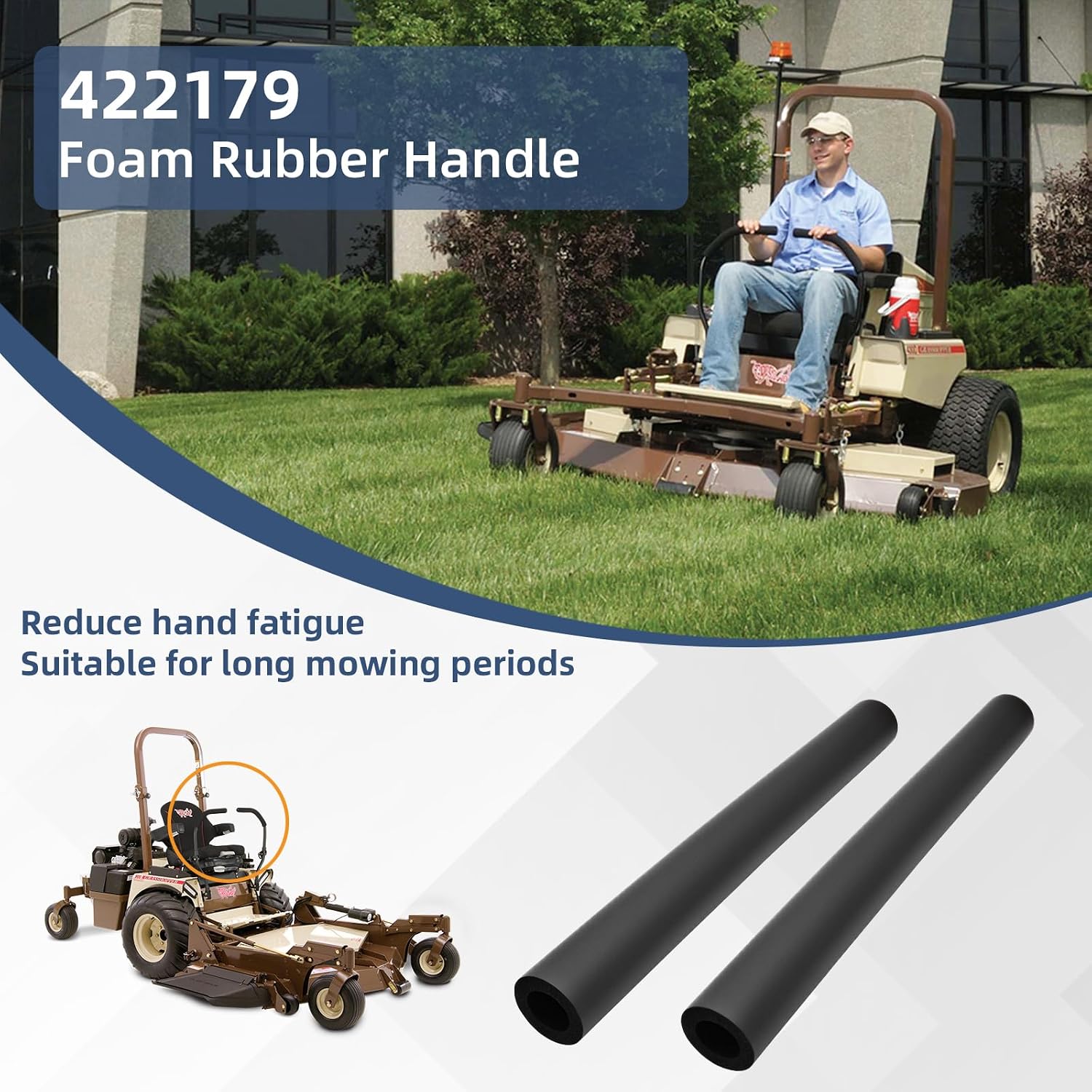 Foam Rubber Handle Grip Replacement for Grasshopper Lawn Mower Part 422179