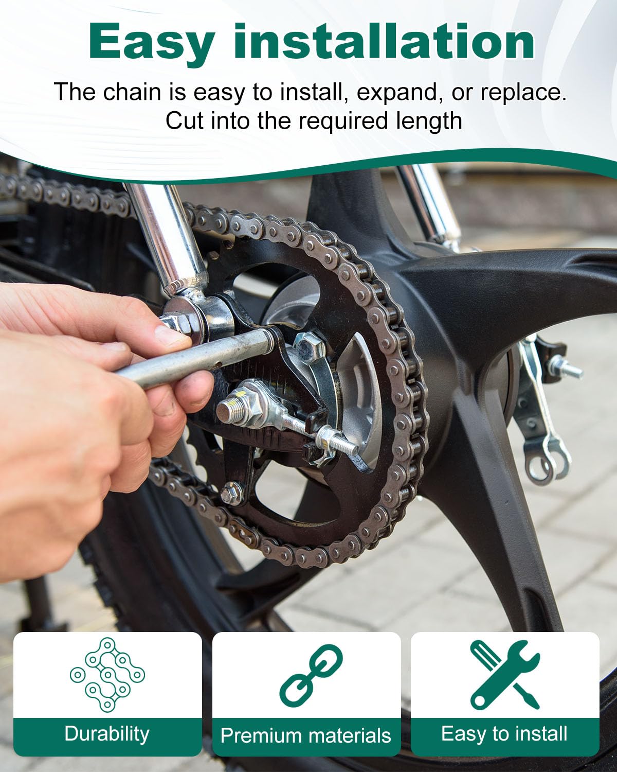 #41 Roller Chain for Gate Openers 20 Feet Carbon Steel Chains, for Extension Sliding Automatic Gate Opener Garage Door Bike Go Kart Chain - Image 4