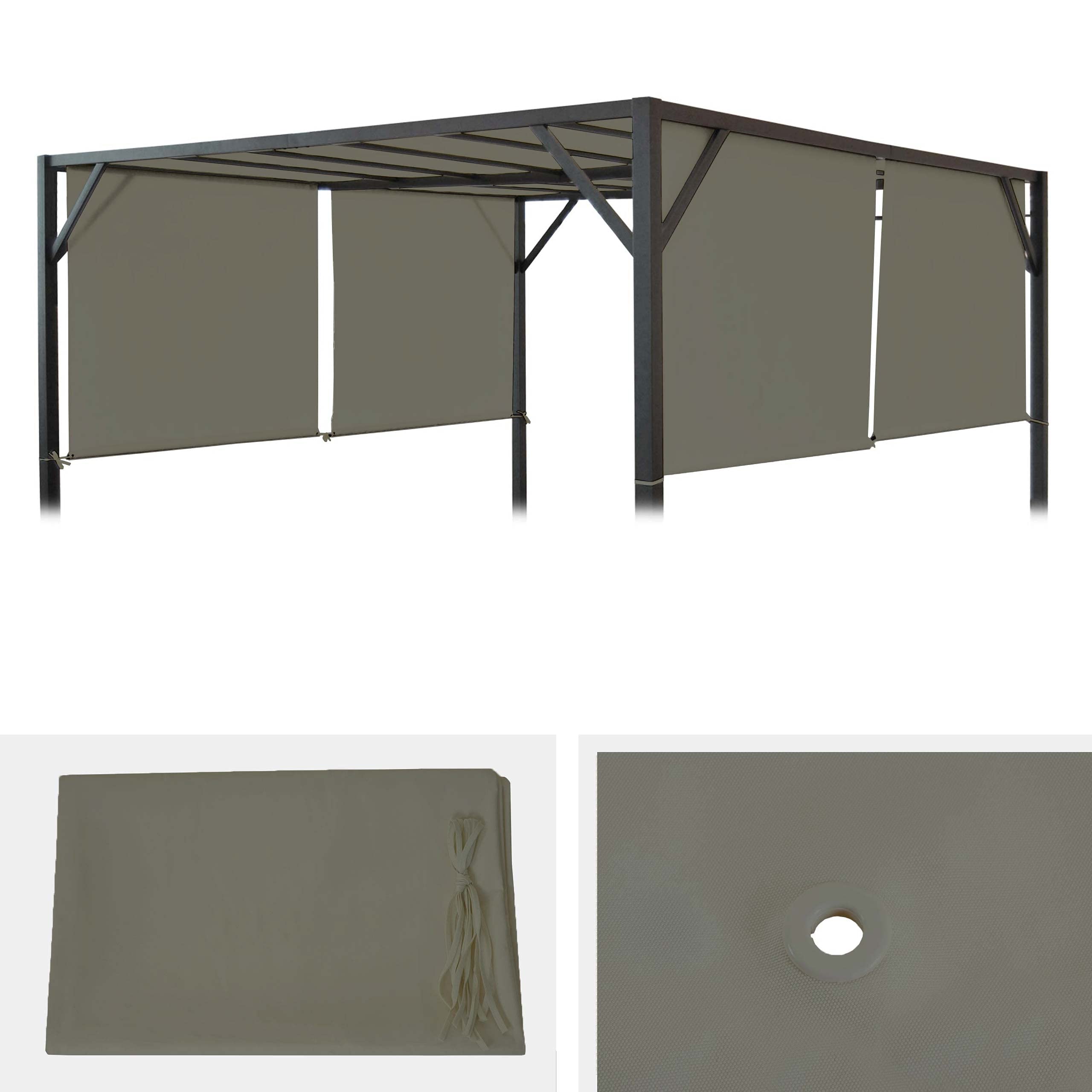 Mendler Teli di Ricambio Copertura Tetto per Gazebo Baia Poliestere 3x3m Marrone Beige