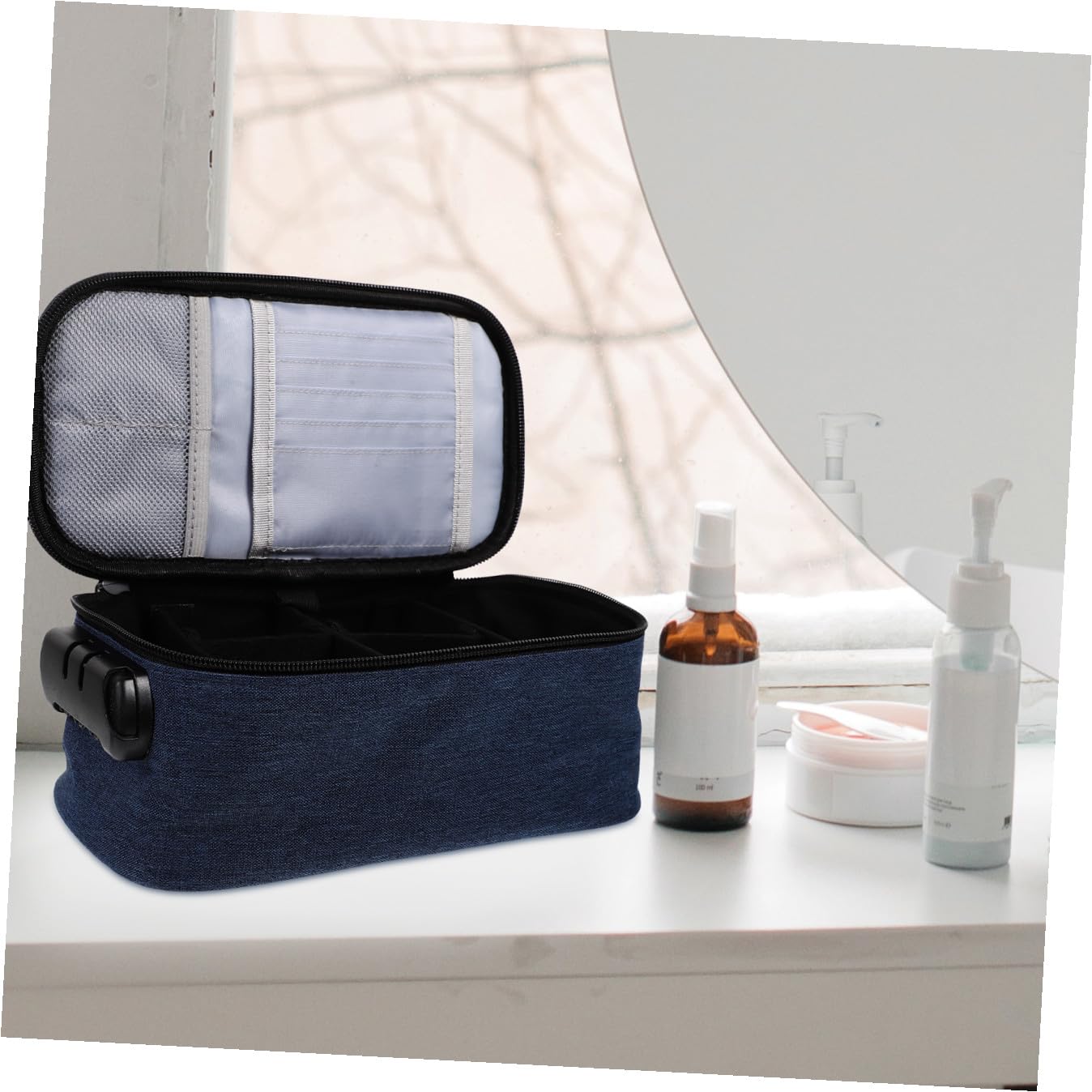 Borsa da Viaggio Scomparti Borsa per Cosmetici Portatile Custodia per Articoli da Toeletta Organizer da Viaggio Multifunzione per Viaggi e Campeggio