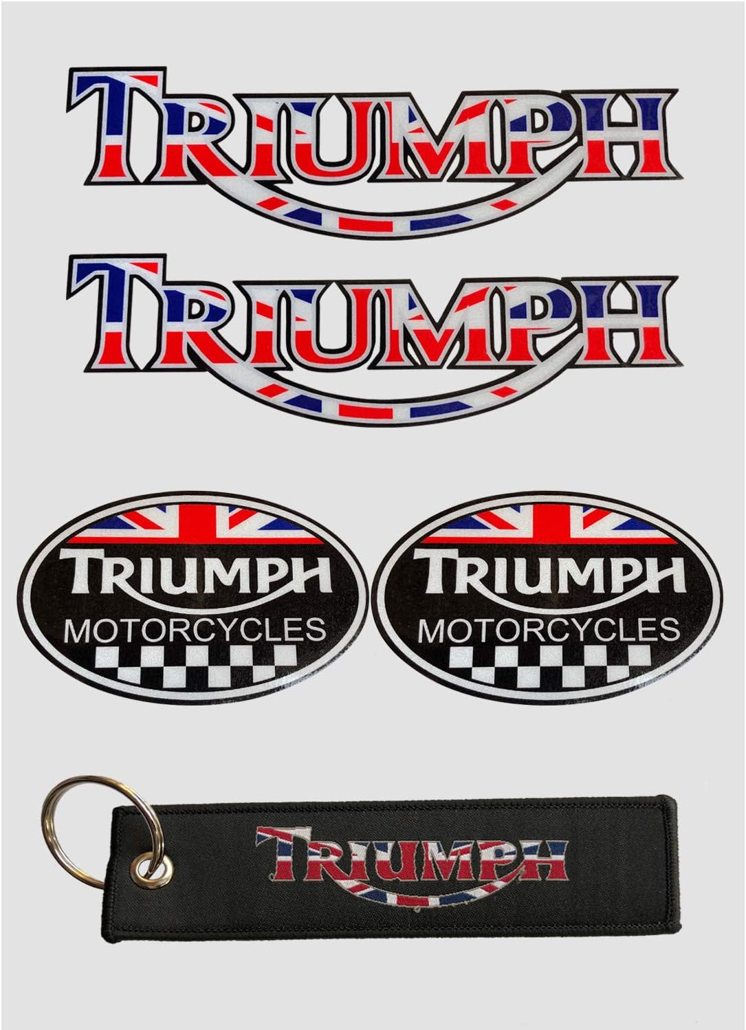 LLAP Motorcycle Reflective Vinyl Carbon Fiber Decals Sticker Set for Triumph Keychain (5 Packs)