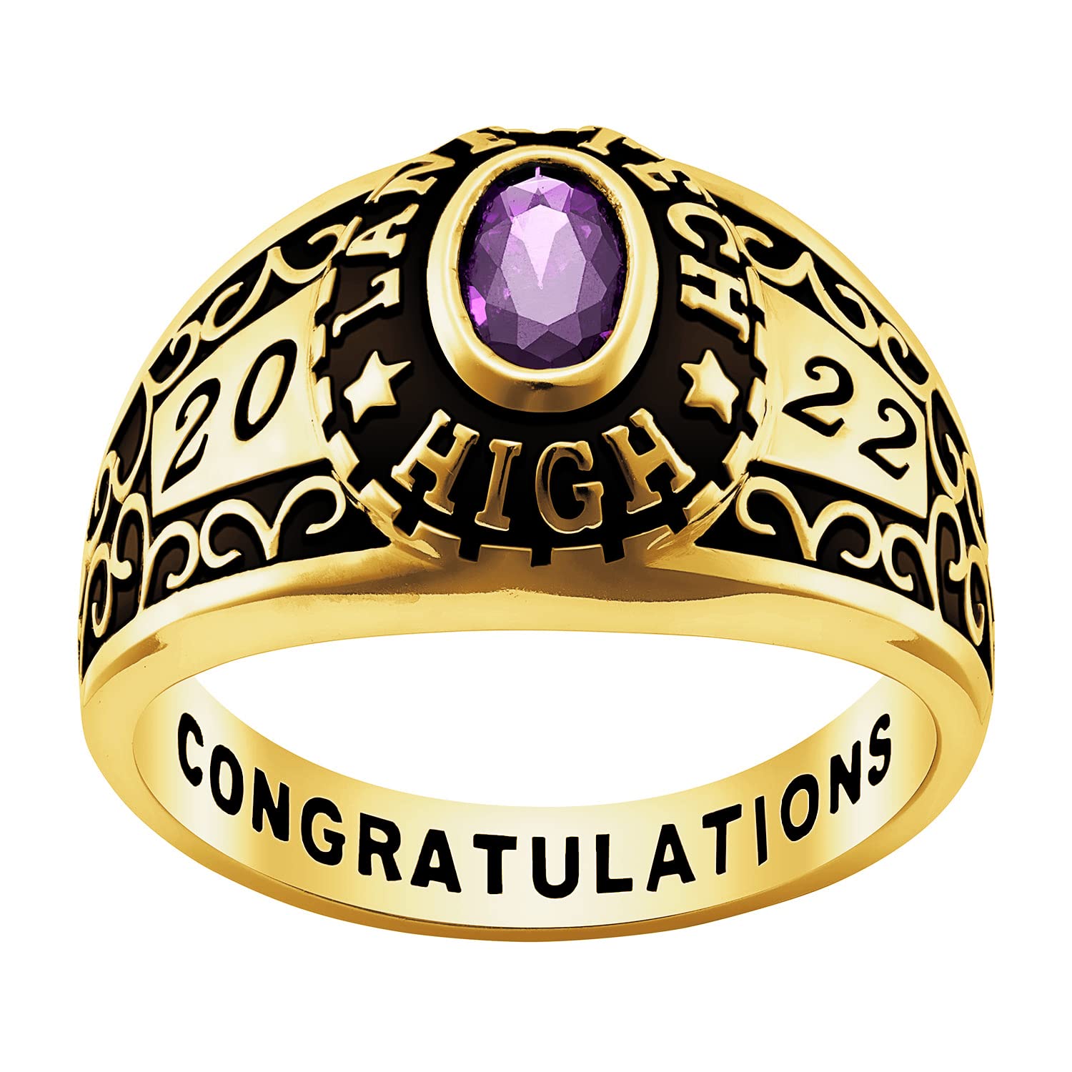 10K/14K/18K Solid Gold Custom Class Ring for Women 2023 Real Gold High School College Class Ring