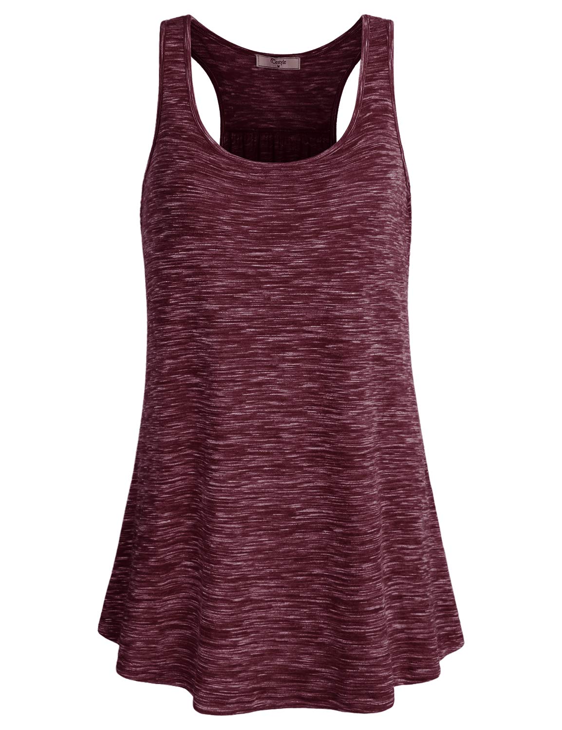 Cestyle Racerback Workout Tank Tops for Women Long Flowy Sleeveless Top