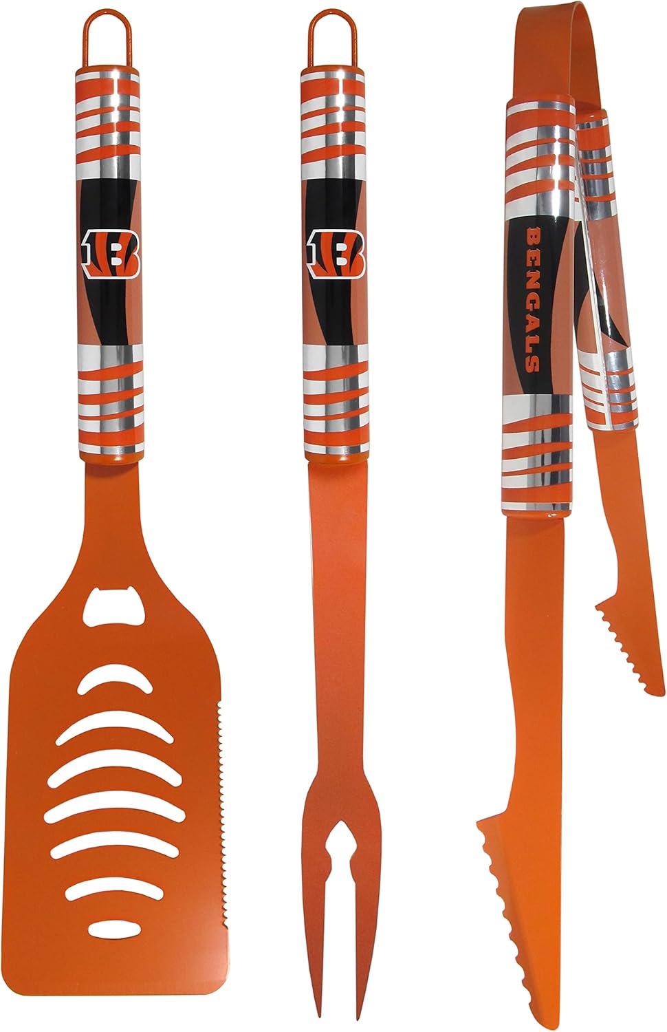 Siskiyou Sports NFL Cincinnati Bengals 3 pc Color BBQ Tool Set, Team Colors, One Size