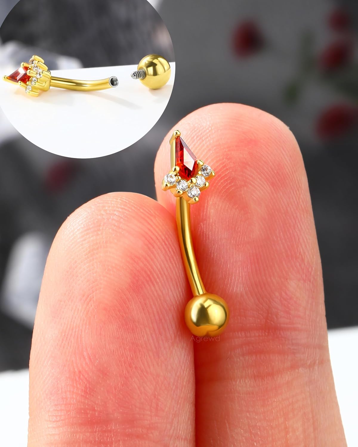 Vintage Green Blossom Rook Earring, 16G Gold Rook Eyebrow Jewelry, Stainless Steel Rook Eyebrow Piercing Jewelry - Image 6