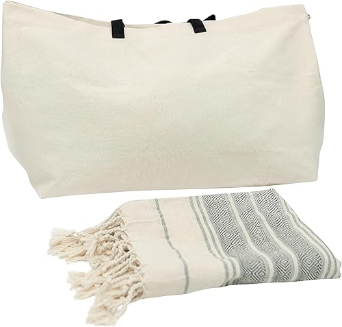 Miniatura 4 de zenia's  Juego de toallas de playa turcas y bolsa de playa de gran tamaño  Ligero y compacto sin arena  Secado rápido  Toallas de camping  Toalla de