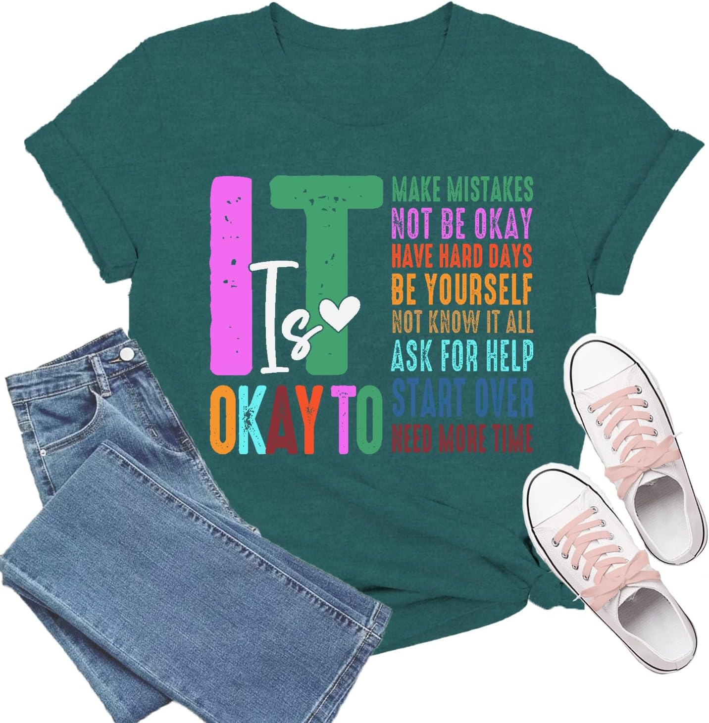 Inspirational Shirts for Women It's Okay to Make Mistakes T-Shirt Teacher Tee Be Yo...